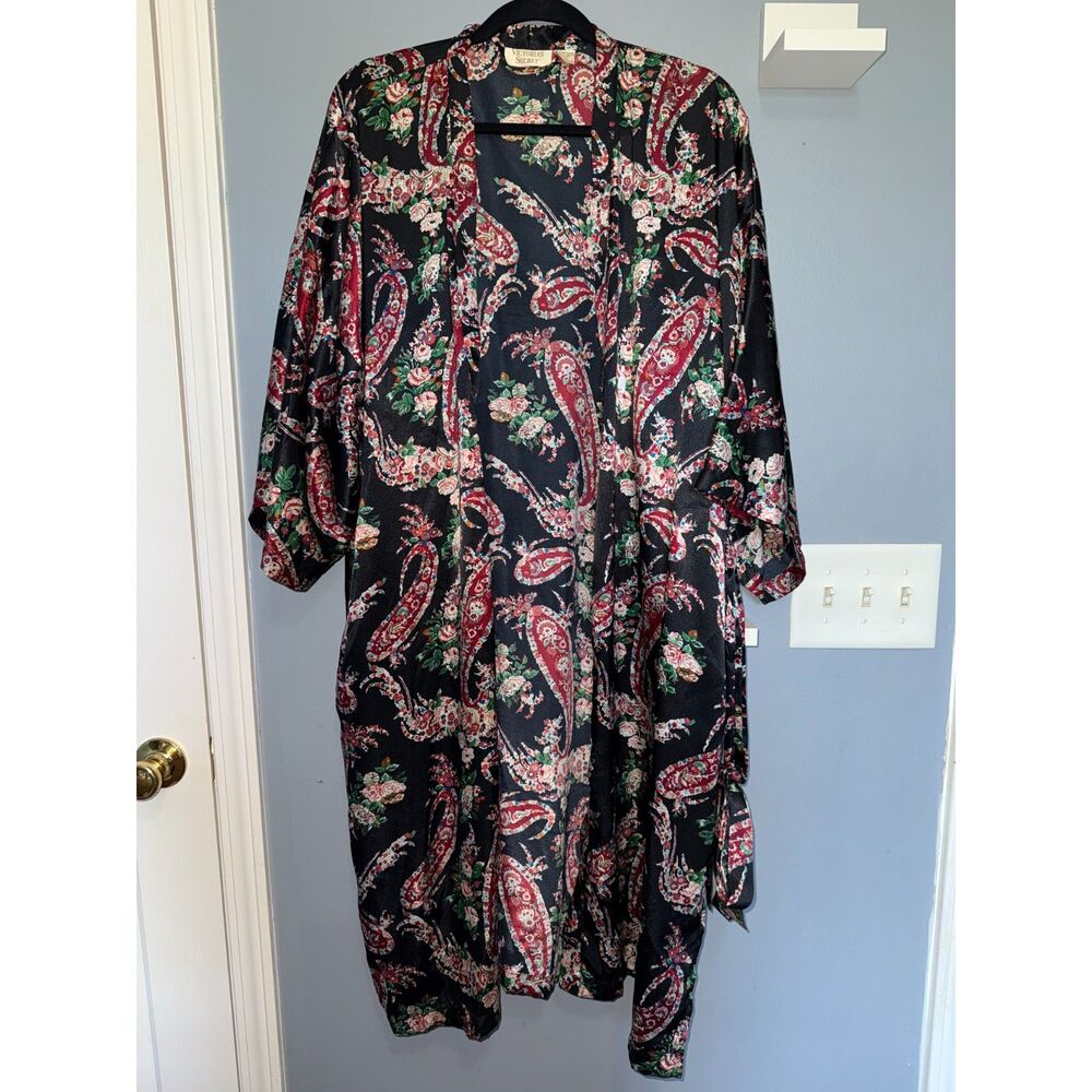 Vintage Victoria's Secret Gold Label Satiny Floral Paisley Robe W/Belt | OSFM